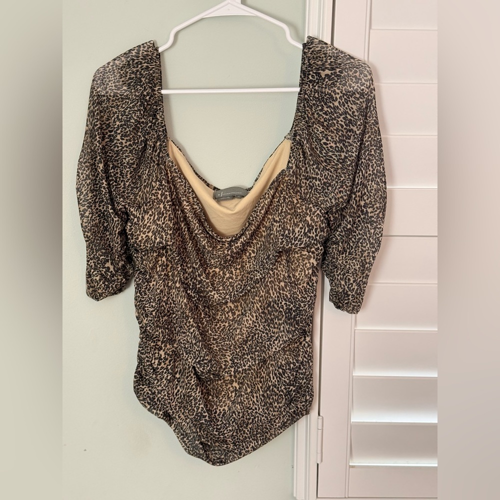 Anthropologie Leopard Print Draped Cowl Neck Top XL - Picture 2 of 9